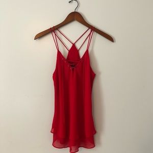 🌹 Pretty Double Strapped Red Tank Top Blouse